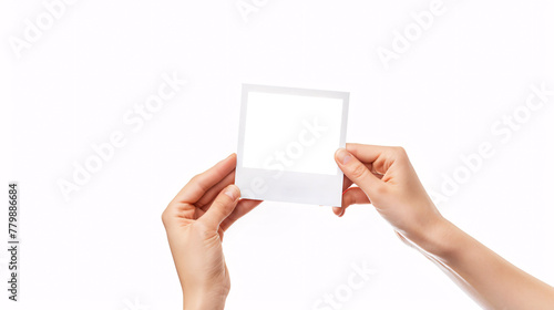 hands holding blank polaroid photo frame template © Kavindu Dilshan