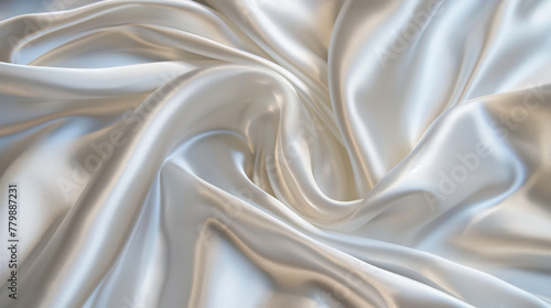 A shiny, smooth white satin fabric with a slight sheen and soft texture photo