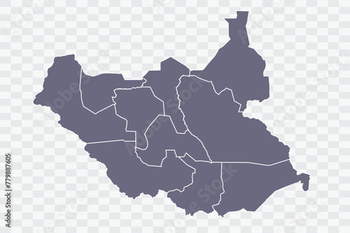 South Sudan Map. pewter Color on White Background quality files Png