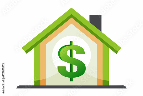 Icon dollar sign inside a house vector illustration photo