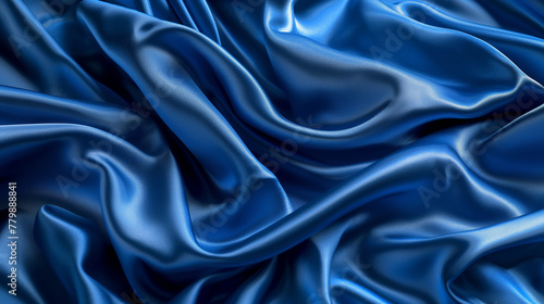 A shiny, smooth blue satin fabric with a slight sheen and soft texture
