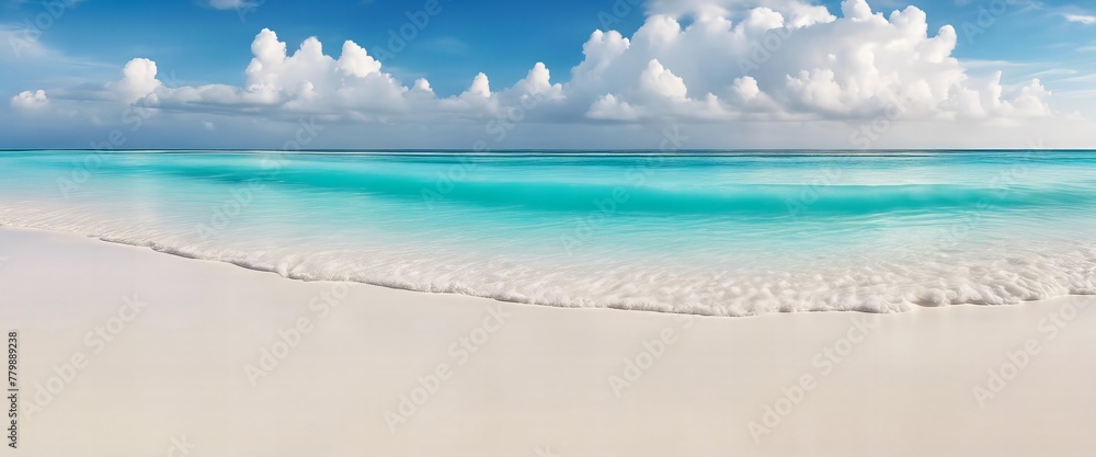 A beautiful blue ocean with white sandy beach