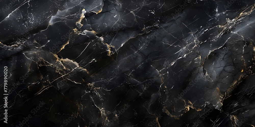 premium black marble table surface with golden veins