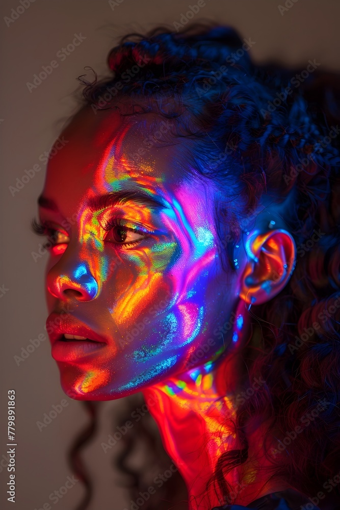 Captivating Mutant Portrait with Iridescent,Shifting Skin and Ethereal Glow