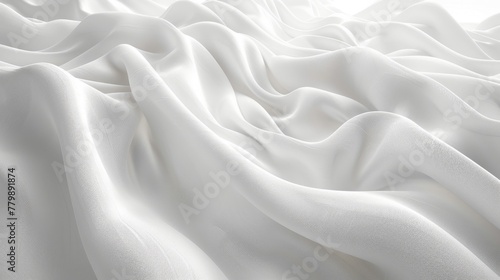 This is a beautiful white fabric wave with a soft focus, suitable for backgrounds. White cloth background.