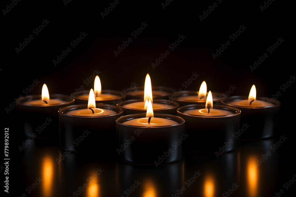 Group of litting candles isolated on black background Group of litting candles isolated on black background