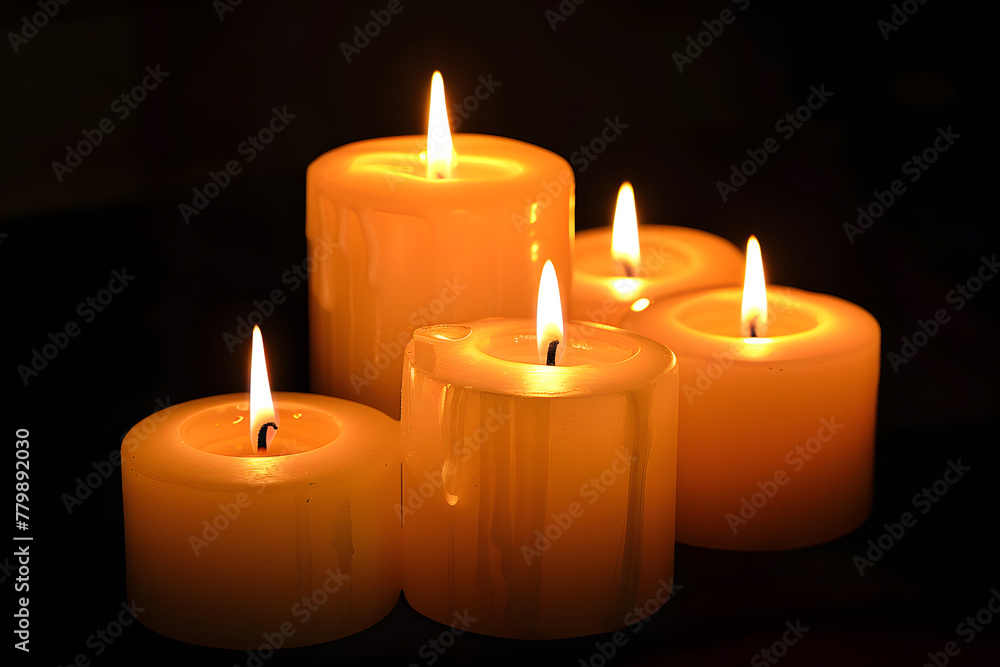 Group of litting candles isolated on black background Group of litting candles isolated on black background