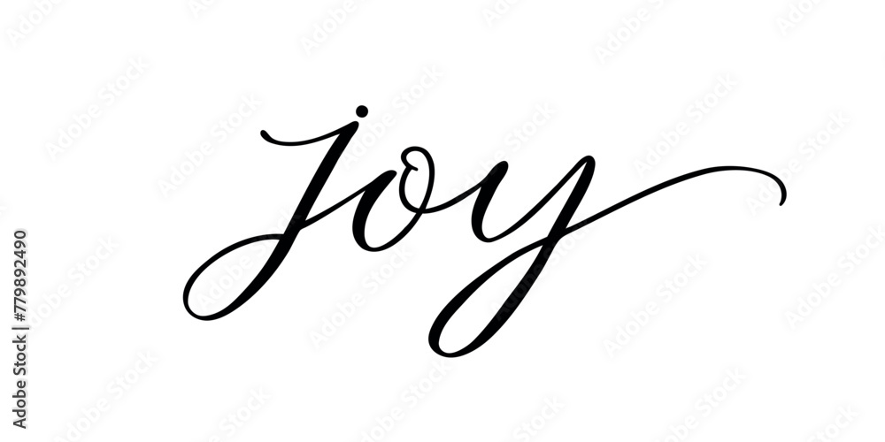 Joy - Handwritten text in calligraphic style on a white background. Vector illustration.
