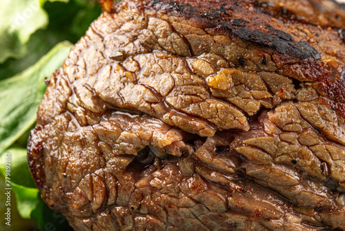Closeup on grilled beef mignon steak with salad © Hihitetlin