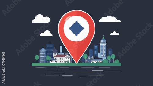 Vector Illustration of Pin Location Icons on White Background