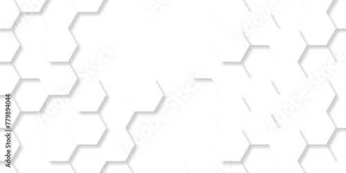 Abstract Technology, Futuristic 3d Hexagonal structure futuristic white background and Embossed Hexagon. Hexagonal honeycomb pattern background with space for text.
