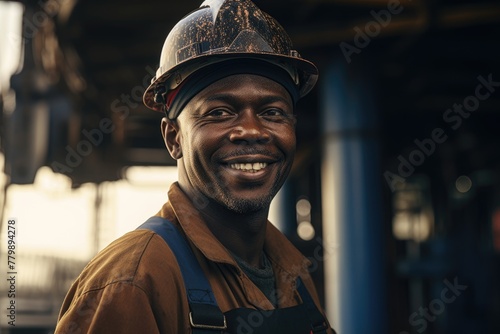 Portrait of a male worker on oil platform