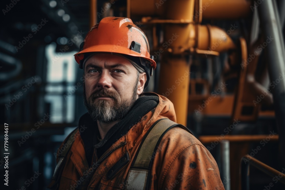 Portrait of a male worker on oil platform Portrait of a male worker on oil platform