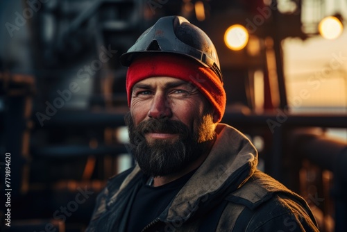 Portrait of a male worker on oil platform © Baba Images