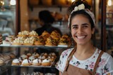 Portrait of a happy female pastry shop owner