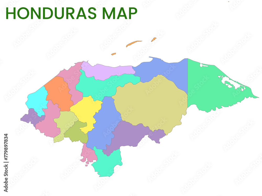High detailed map of Honduras. Outline map of Honduras. North America ...