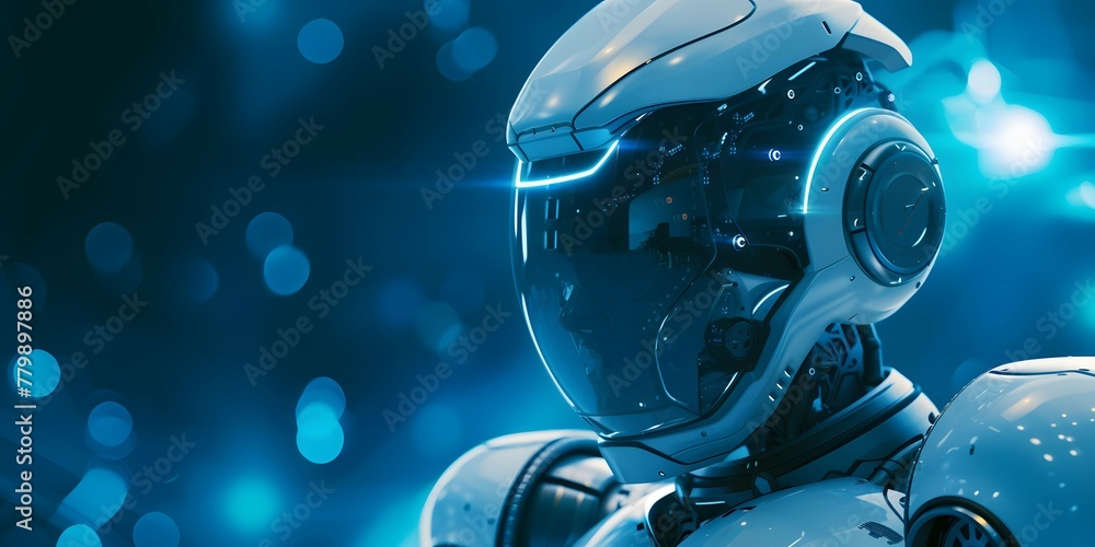 futuristic robot banner design with text space
