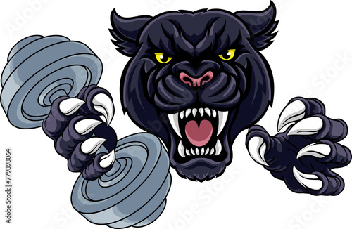 Panther Jaguar Leopard Weight Lifting Gym Mascot