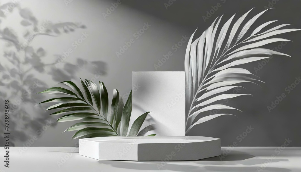 Cosmetic Corner: 3D Gray Background Podium Scene for Product Showcase