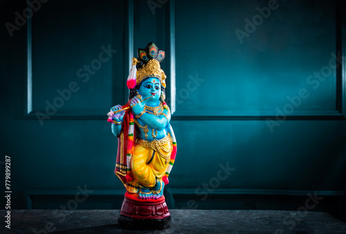 Lord Krishna image with copy space, Vishu Kani concept background © sarath