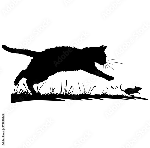Cat jumps and catches mouse © hyam