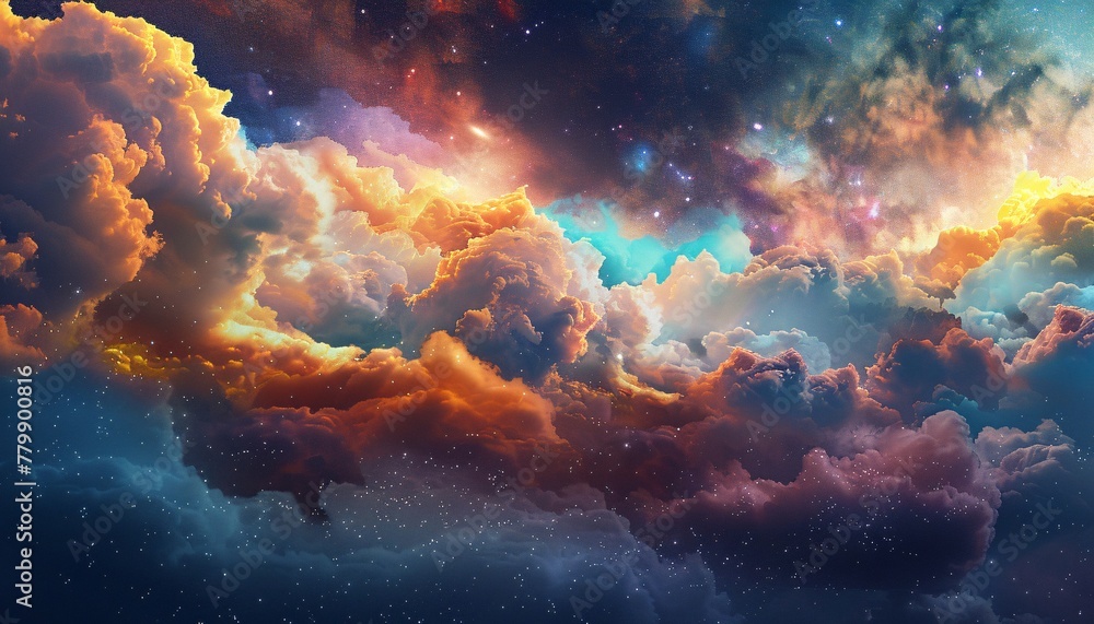 a colorful clouds and stars in space