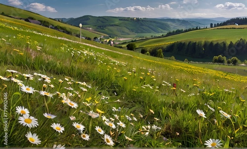 lBeautiful spring and summer natural panoramic pastora photo