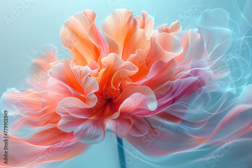 A close-up of a flower  with its petals blurred by motion