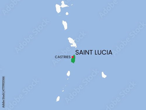 High detailed map of Saint Lucia. Outline map of Saint Lucia. North America