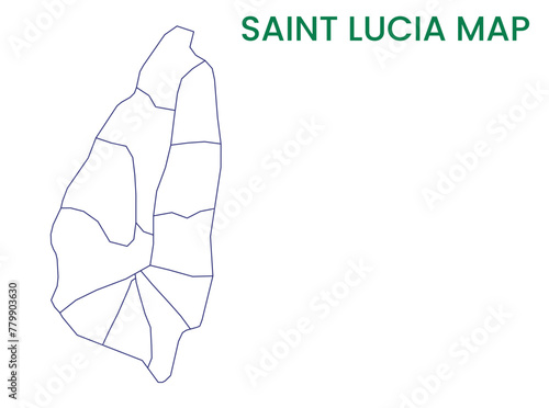 High detailed map of Saint Lucia. Outline map of Saint Lucia. North America