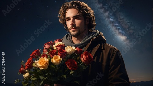 Man with flowers