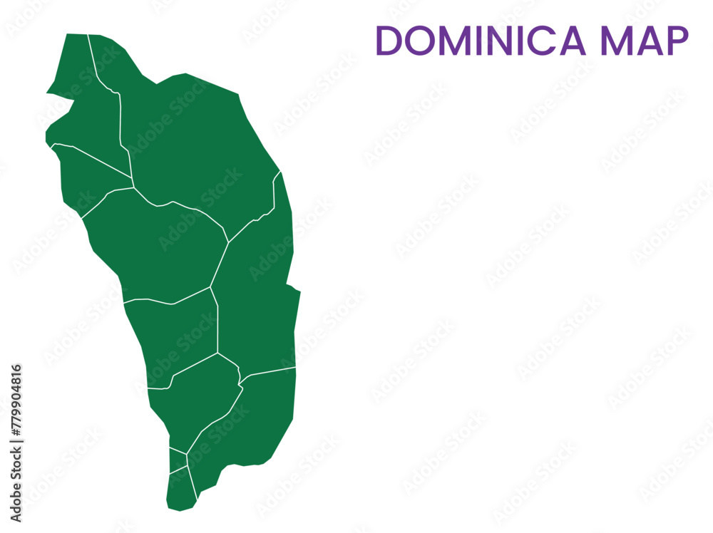 High detailed map of Dominica. Outline map of Dominica. North America