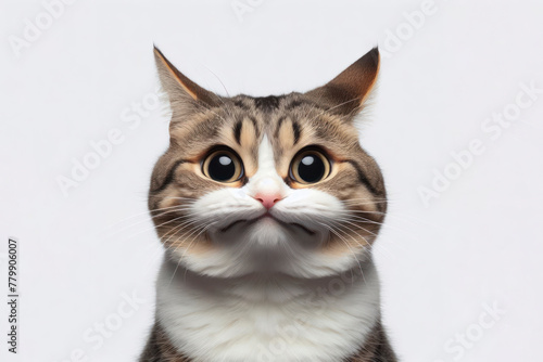 cat with strange facial expressions on solid white background