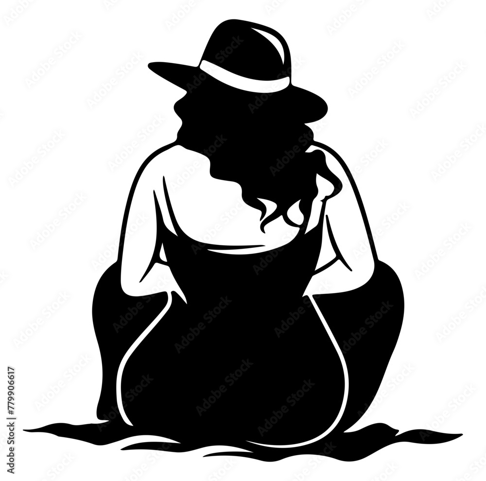 beautiful plus size women sit Turn your back in beach outfit beautiful plus size women sit Turn your back in beach outfit