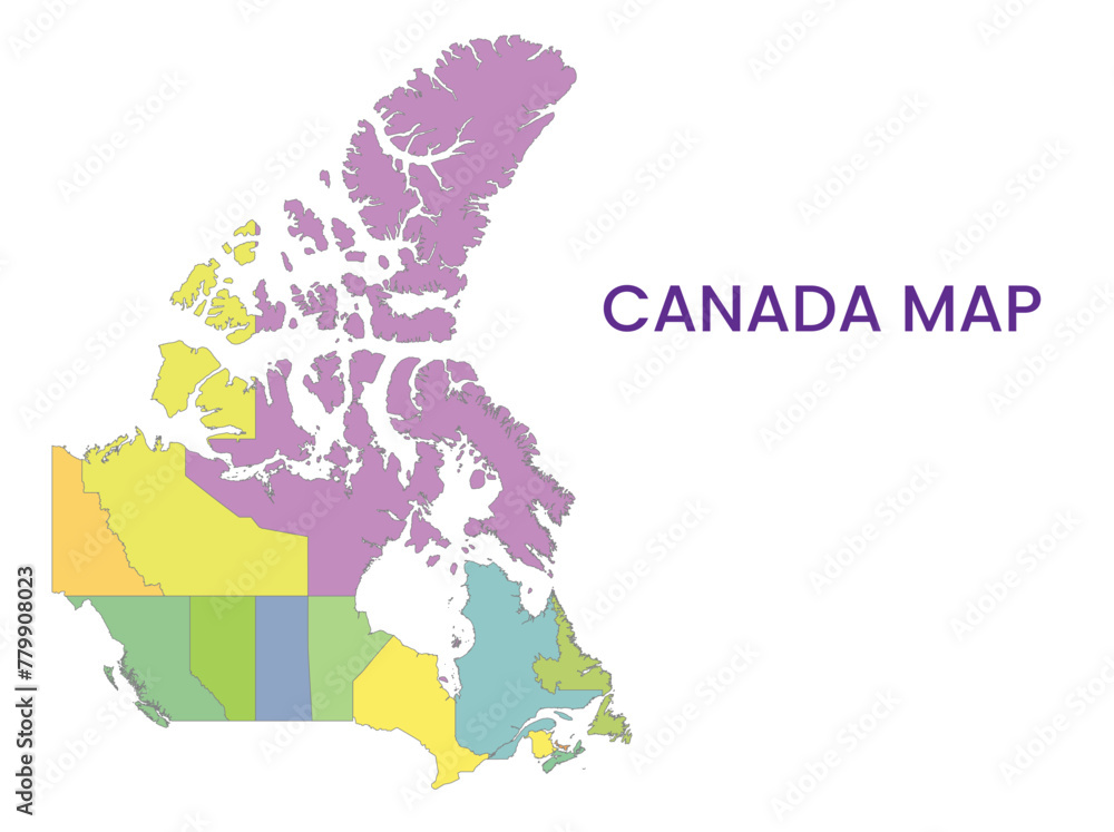 High detailed map of Canada. Outline map of Canada. North America
