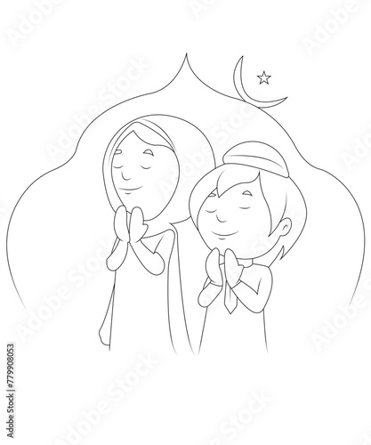 Eid Mubarak coloring book page for kids photo