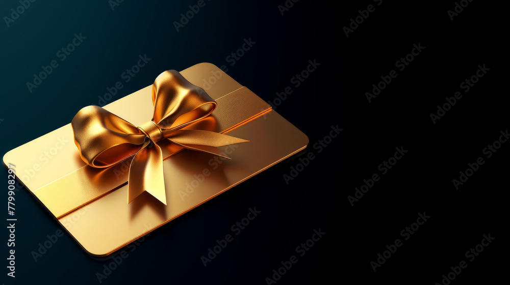 gold gift card with a ribbon and bow isolated gold gift card with a ribbon and bow isolated