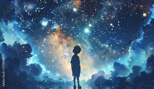a child standing in the sky