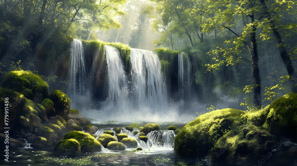Serenity of the Hidden Falls./n