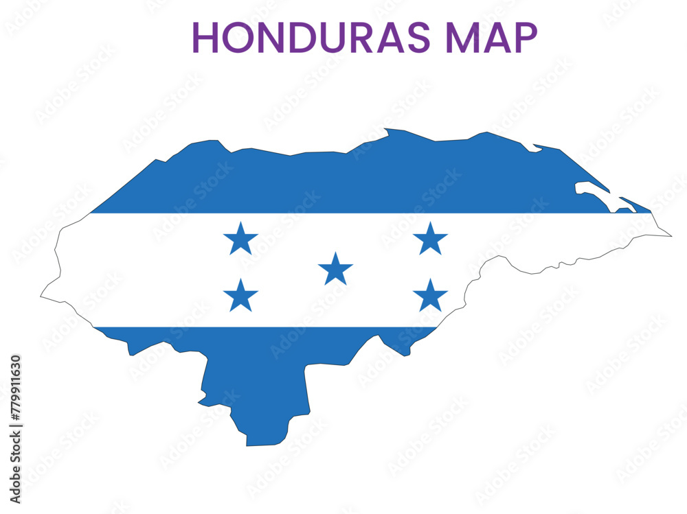 High detailed map of Honduras. Outline map of Honduras. North America ...
