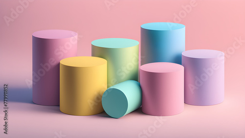 Ideal for use as a business presentation graphic with pastel colored circular columns.