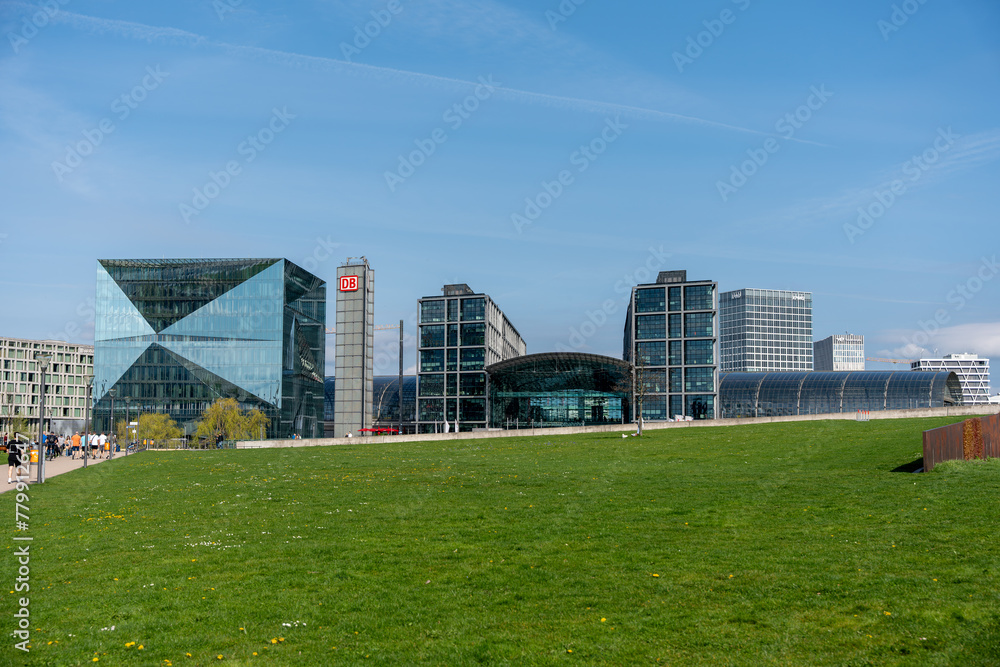 Berlin, Germany, April 06, 2024. Berlin main station building. Closeup