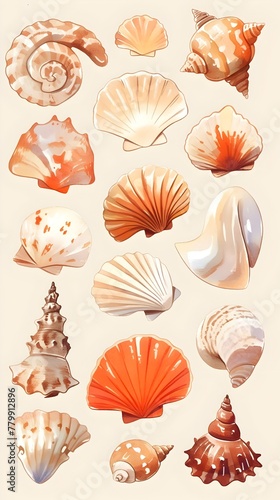 Diverse Seashell Collection Showcasing Captivating Coastal Designs and Patterns