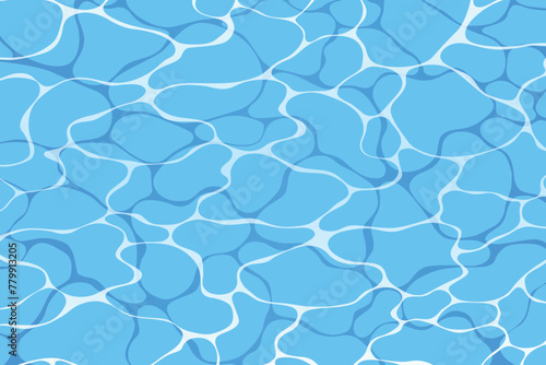 Turquoise rippled water texture background. Sea waves abstract background. Modern flat cartoon background design with tranquil turquoise ripples. Summer vacation backdrop 