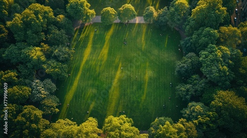 Lawn surrounded by trees