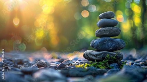 A close up of a stack of rocks sitting on top of each other, AI photo