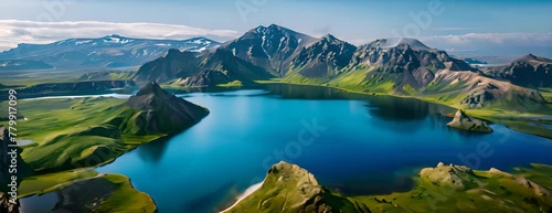 Aerial view of Frostastadavatn lake 4K Video photo