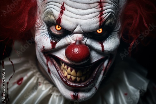 Grotesque Scary clown. Evil costume devil. Generate Ai