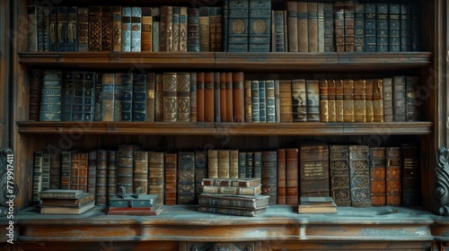 vintage wooden bookcase photo