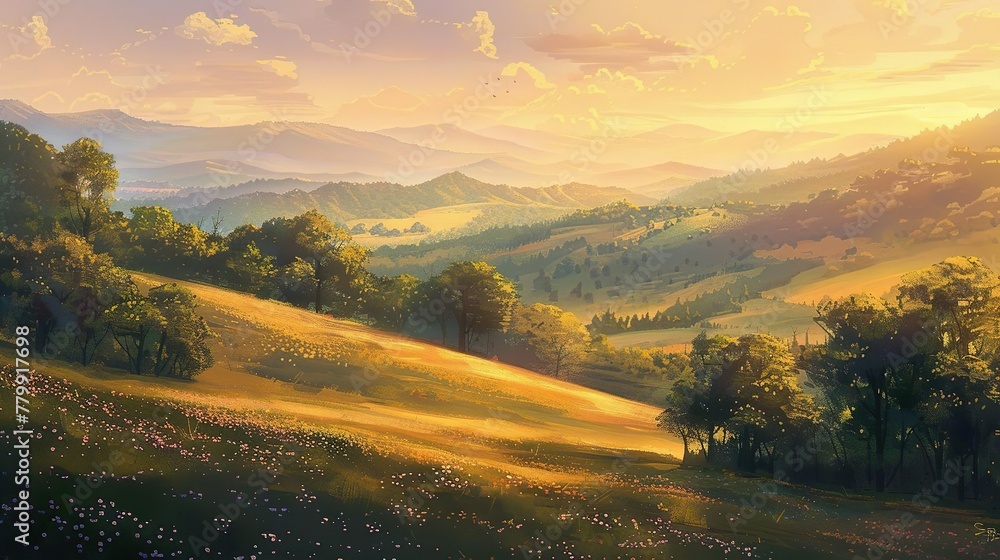 Fototapeta premium sunrise in the Hills